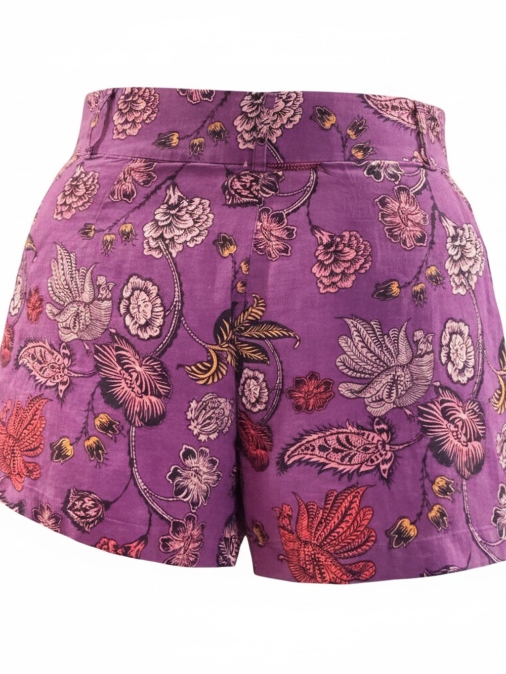 Nicole Miller Linen European Flax Purple Floral High-Waist Pocket Shorts Size 8 - Picture 3 of 6